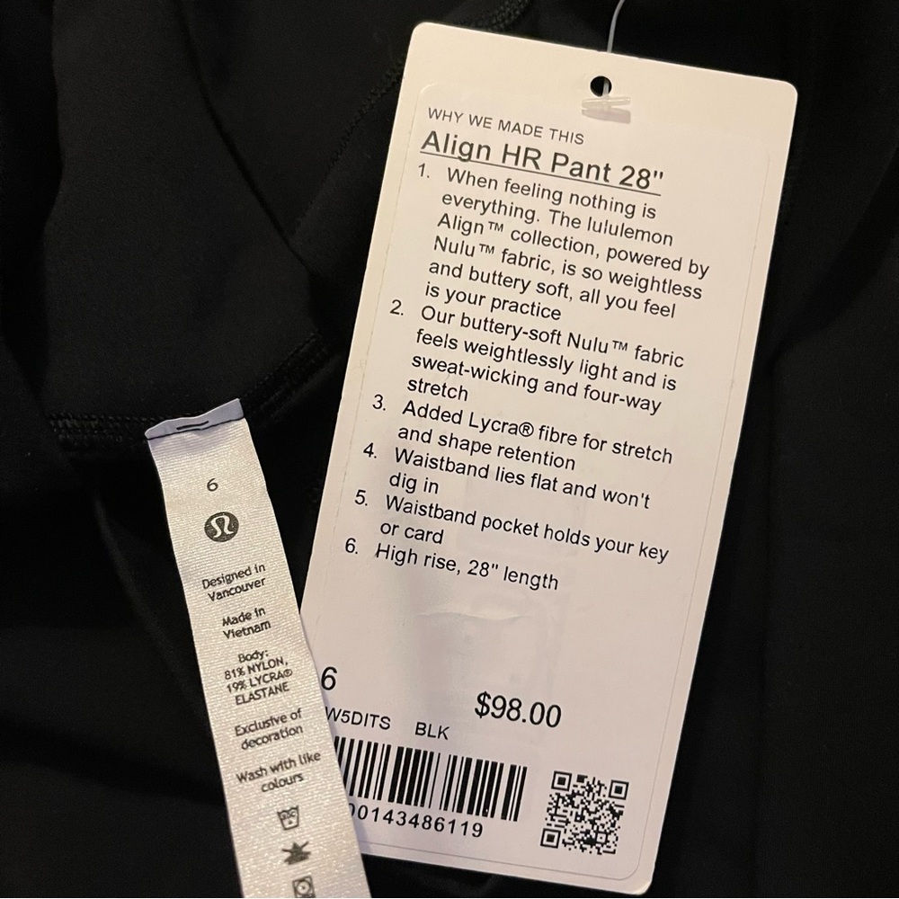 NWT Lululemon Align High Rise Pant 28"  Black - Picture 12 of 13